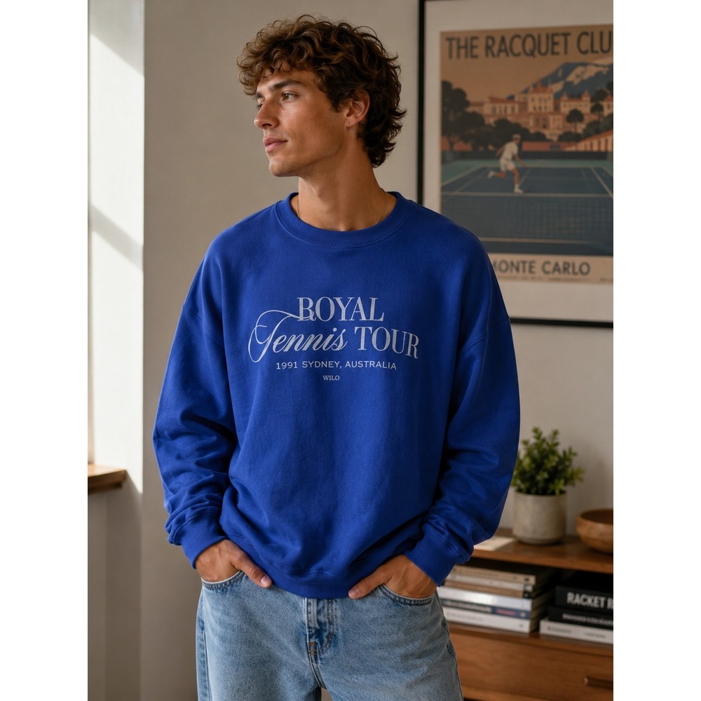 Wilo The Label Royal Tennis Tour 1991 Sydney Australia Sweatshirt Blue Mens M